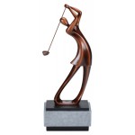 14" Bronze Modern Female Golf Resin Award Custom Branded