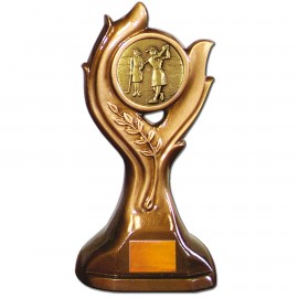 Stock Victory 9" Trophy with 2" Golf Female Coin and Engraving Plate Logo Printed
