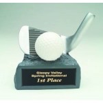 Promotional Golf Ball & Iron Figurine - White/Silver - 4-1/2"