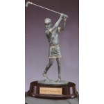 9.5" Female Golfer Resin Sculpture Award w/ Oblong Base Logo Printed
