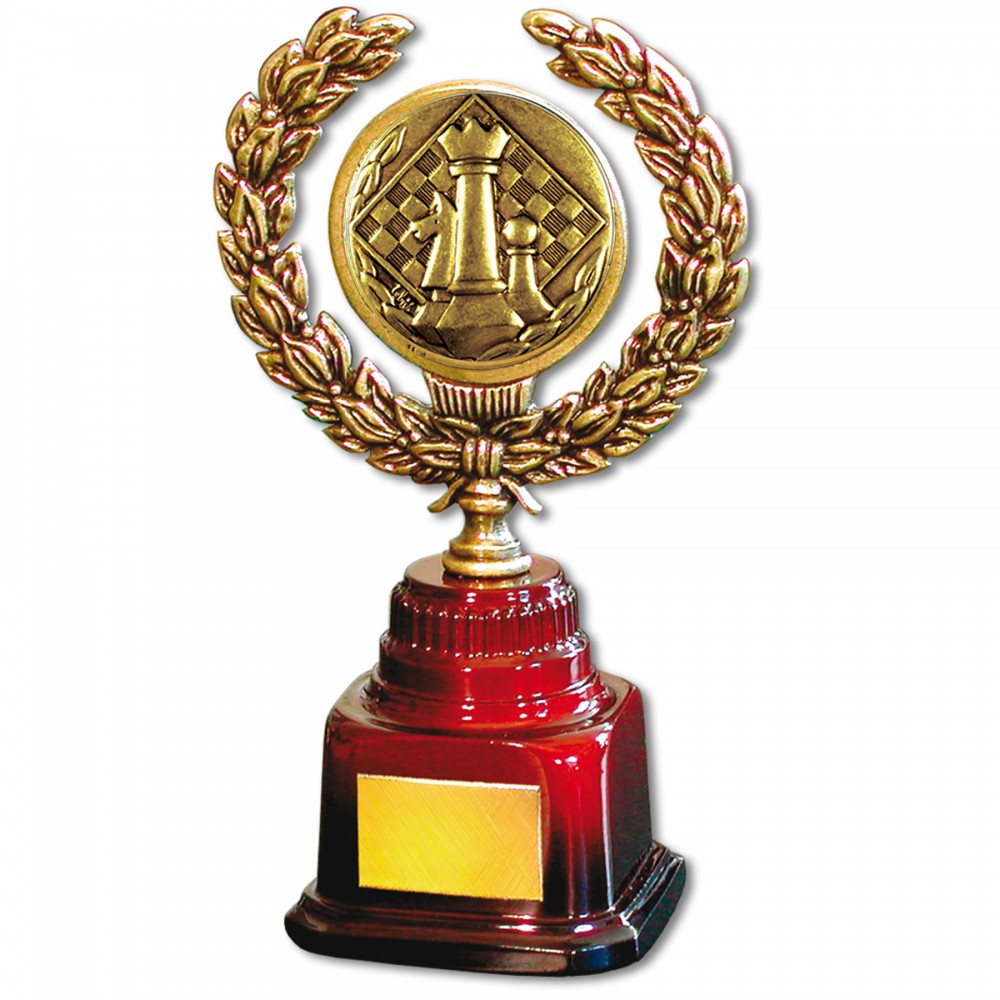 Customized Stock 7" Trophy with 2" Chess Coin and Engraving Plate Customized Stock 7" Trophy with 2" Chess Coin and Engraving Plate