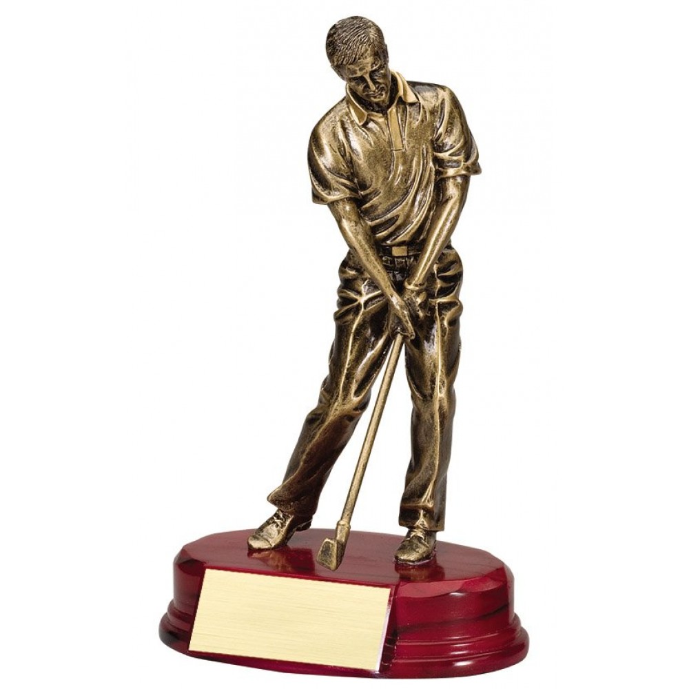Antique Bronze Golfer Resin - Chip Shot, Male Custom Branded Antique Bronze Golfer Resin - Chip Shot, Male Custom Branded