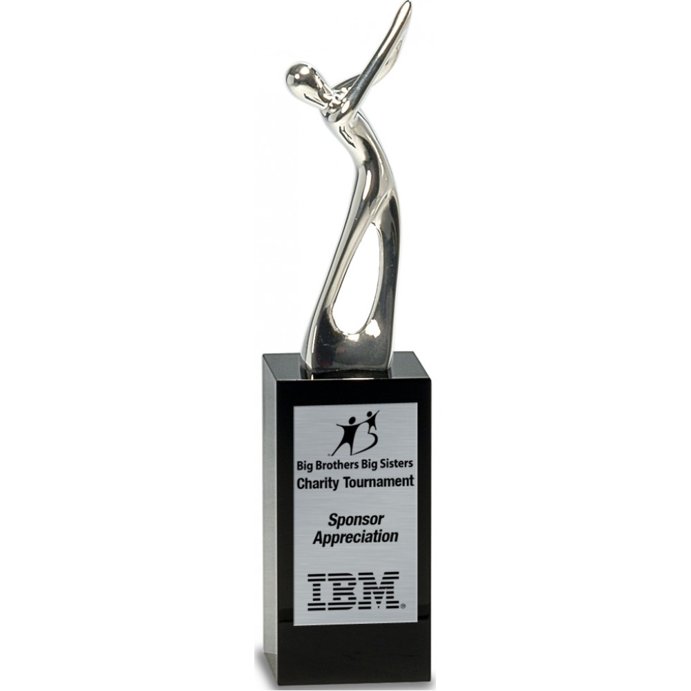 Logo Printed Crystal Swing Golfer 8 1/2" Logo Printed Crystal Swing Golfer 8 1/2"
