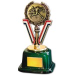 Stock 7" Trophy with 2" Soccer Male and Engraving Plate Logo Printed
