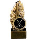 Stock 7" Laurel Trophy With 2" Golf Coin and Engraving Plate Logo Printed