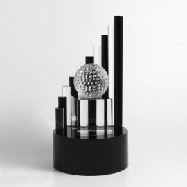 Promotional Apex Golf optical crystal award/trophy. 10"H x 5"W x 5"D