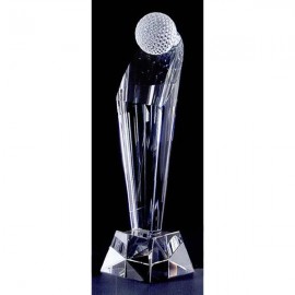 Pinnacle Crystal Golf Award Trophy (12" x 3 1/8") Custom Branded