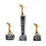 Creative Gold-Plated Golf Trophy With Crystal Base Custom Branded