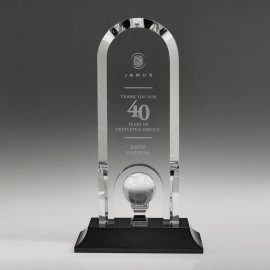 10" Crystal Award - Optima - Globe Custom Imprinted