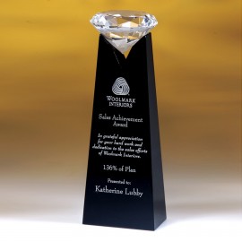 10" Rising Diamond Black Crystal Award Custom Branded