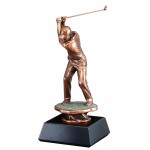 Golfer, Male - Electroplated Bronze Statue - 16" Tall Custom Imprinted
