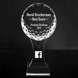 VALUE LINE! Acrylic Engraved Award - 7" Golf Ball and Tee - Platform Base Custom Branded