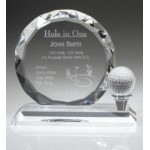Small Optic Crystal Golf Trophy w/Golf Ball Custom Branded