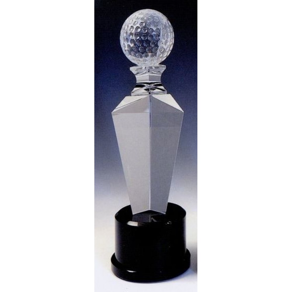 Golf Crystal Trophy (11"x3 9/16"x3 9/16") Logo Printed
