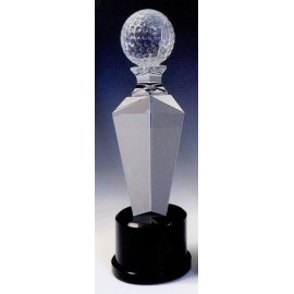 Golf Crystal Trophy (11"x3 9/16"x3 9/16") Logo Printed  Golf Crystal Trophy (11"x3 9/16"x3 9/16") Logo Printed