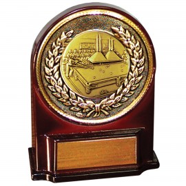 Personalized Stock 5 1/2" Medallion Award With 2" Billiards Table Coin and Engraving Plate