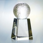 Crystal Golf Award on High Base - Small Logo Printed