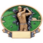 Golf, Male Xplosion Oval Resin - 7-1/4" x 6" Tall Custom Imprinted