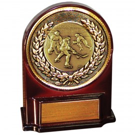 Stock 5 1/2" Medallion Award With 2" Hockey Coin and Engraving Plate Custom Branded