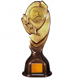 Logo Branded Stock Classic 12" Trophy with a 2" Gymnastics Female Coin with Engraving Plate