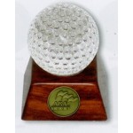Personalized Crystal & Rosewood Finish Golf Ball Trophy 3" H