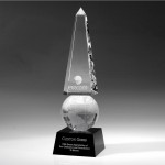 Customized 12" Monumental Globe Obelisk Award