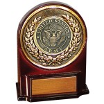 Stock 5 1/2" Medallion Award With 2" US Army Coin and Engraving Plate Logo Printed