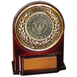 Stock 5 1/2" Medallion Award With 2" US Army Coin and Engraving Plate Logo Printed