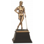 Customized 9" Bronze Female Golf Resin Award