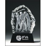 Logo Printed Crystal Triple Golfer Award (6.5")