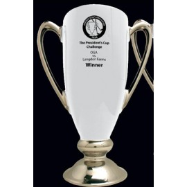 Logo Branded Conductor's Cup - White / Chrome  Logo Branded Conductor