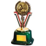 Stock 7" Trophy with 2" Drama and Engraving Plate Logo Printed