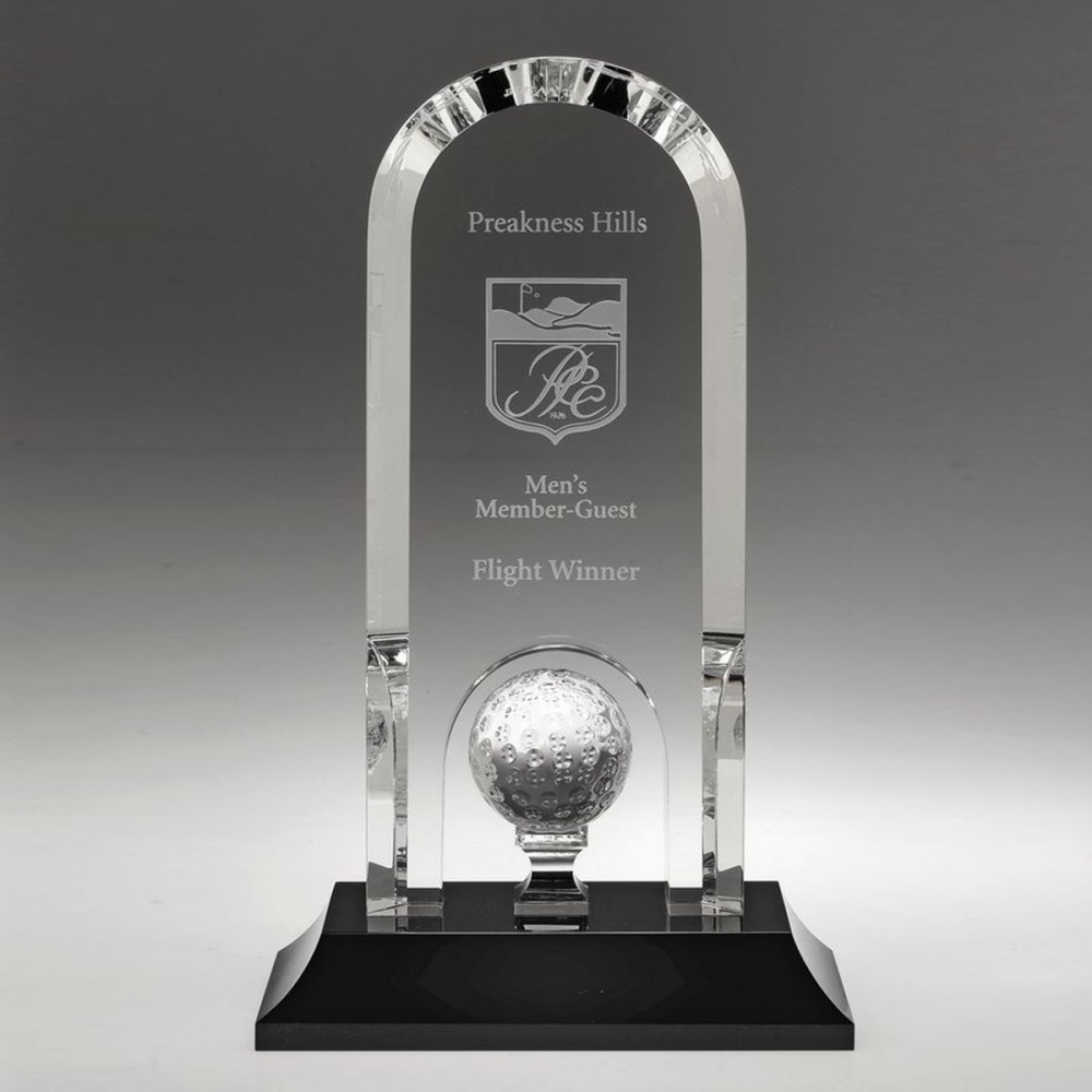 8" Crystal Award - Optima - Golf Custom Branded 8" Crystal Award - Optima - Golf Custom Branded