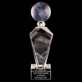 Personalized Solid Crystal Engraved Award - 7" small - Deco Globe