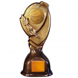 Stock Classic 10" Trophy with 2" Cheerleading Coin and Engraving Plate Logo Printed
