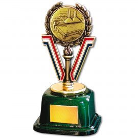 Logo Branded Stock 7" Trophy with 2" Billiards Table and Engraving Plate