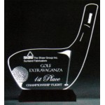 Golf Club Award with Black Wood Base, Large - Engraved Custom Branded