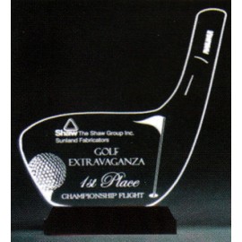 Golf Club Award with Black Wood Base, Large - Engraved Custom Branded