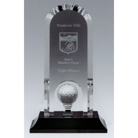 Logo Branded Small Optima Golf Crystal Trophy  Logo Branded Small Optima Golf Crystal Trophy