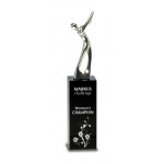 Silver Metal Golf Figure on Black Crystal Pedestal (9 1/2") Custom Branded