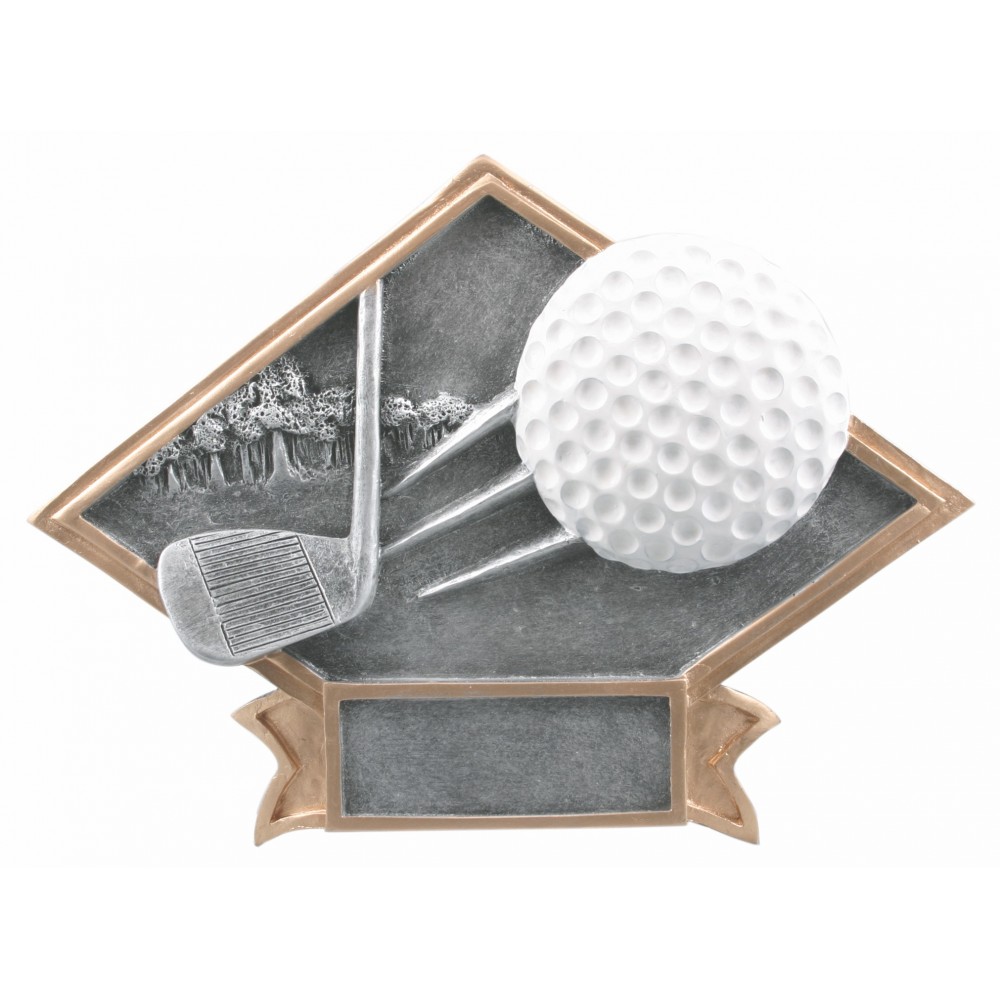 6" x 4 1/2" Golf Diamond Plate Resin Custom Imprinted