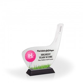 Logo Branded Golf Club Award with Black Wood Base, Small - UV Print