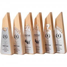 Logo Branded Custom Beech Wood Trophy