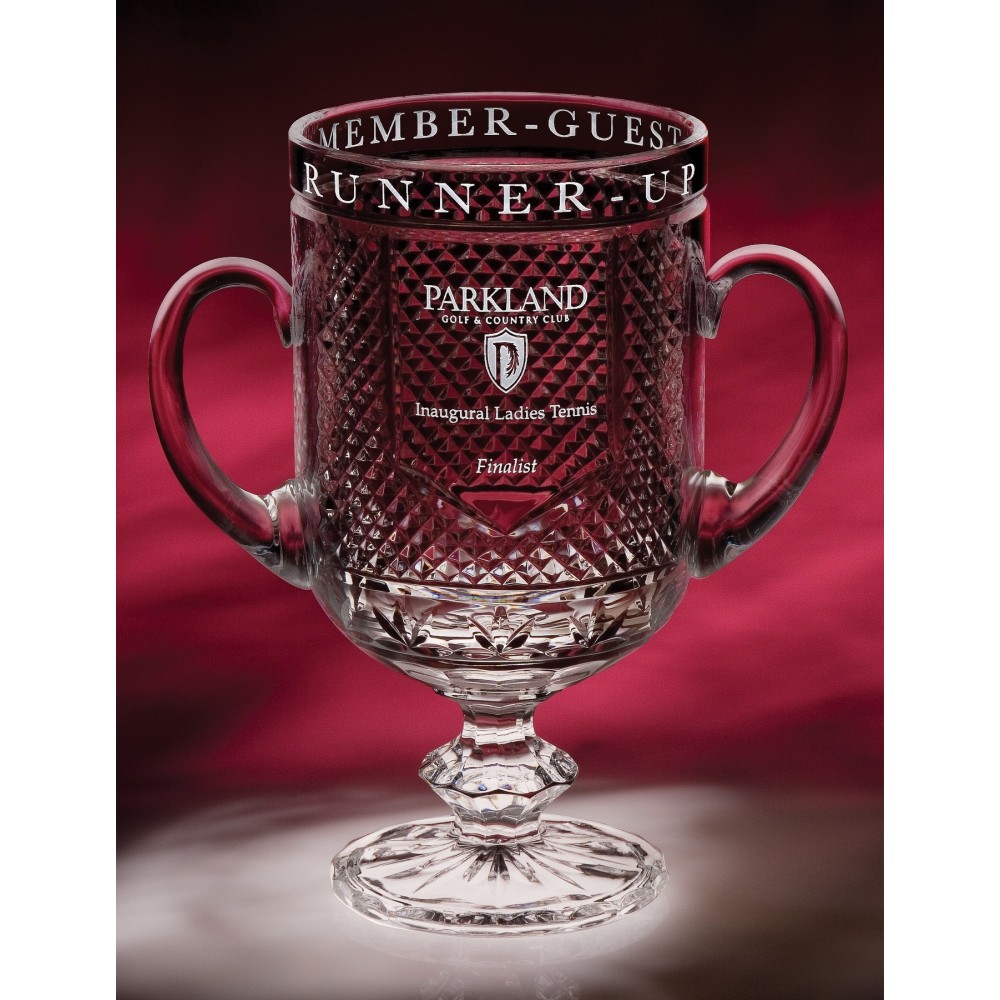 Custom Imprinted 12" Diamond Cup Crystal Trophy Custom Imprinted 12" Diamond Cup Crystal Trophy