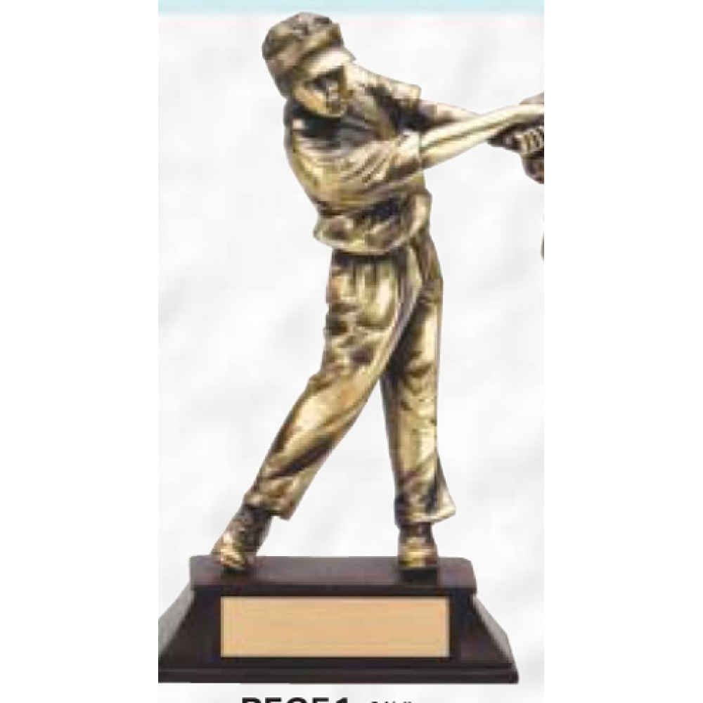 Custom Sunburst 8.5" Gold Cast Metal Finish Award w/ Base (Golf/ Male)