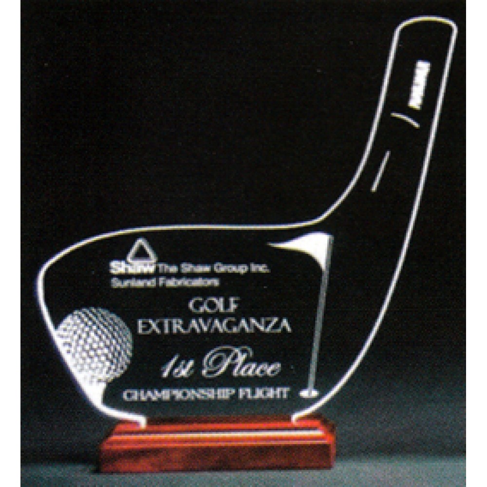 Logo Printed Golfer's Dream Award on a Rosewood Base - Acrylic (7 3/8"x7 1/2") Logo Printed Golfer's Dream Award on a Rosewood Base - Acrylic (7 3/8"x7 1/2")