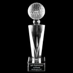 Personalized Solid Crystal Engraved Awardy - 10" large - Elegante Golf Ball