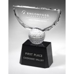 Logo Branded X-Large Optical Crystal Crowned Golf Trophy