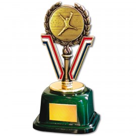 Custom Stock 7" Trophy with 2" Gymnastics Female and Engraving Plate