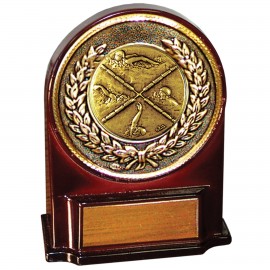Customized Stock 5 1/2" Medallion Award With 2" Swimming Female Coin and Engraving Plate